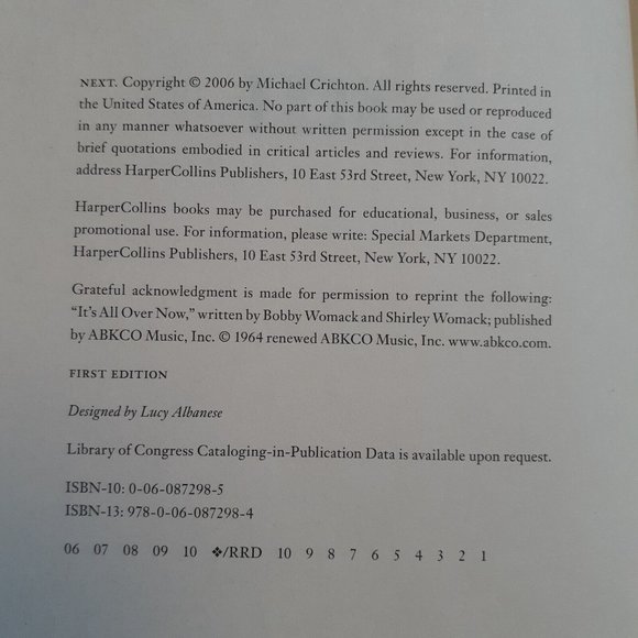 Next by Michael Crichton (2006, Hardcover) First Edition - Picture 5 of 16